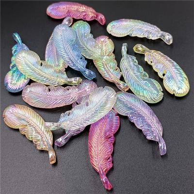 Federanhänger Leuchtende Materialien Acryl Mode 10 Stück Hellfarbige Serie UV-beschichtete Farbe Zubehör Perlen DIY Schmuck Halskette Ohrringe Herstellung