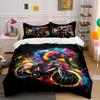 Colorful Cyclist Artwork Design Bedding Duvet Cover Set  (1*Duvet Cover 2*Pillowcases, Without Duvet Insert)