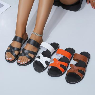 Plus Size Cross Flat Sandal Slippers Women Vintage One Size Beach Sandals Sandal