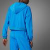 Adidas Originals Trefoil Logo Print Zip Hoodie With Drawstring Women Tops Blue IB2046