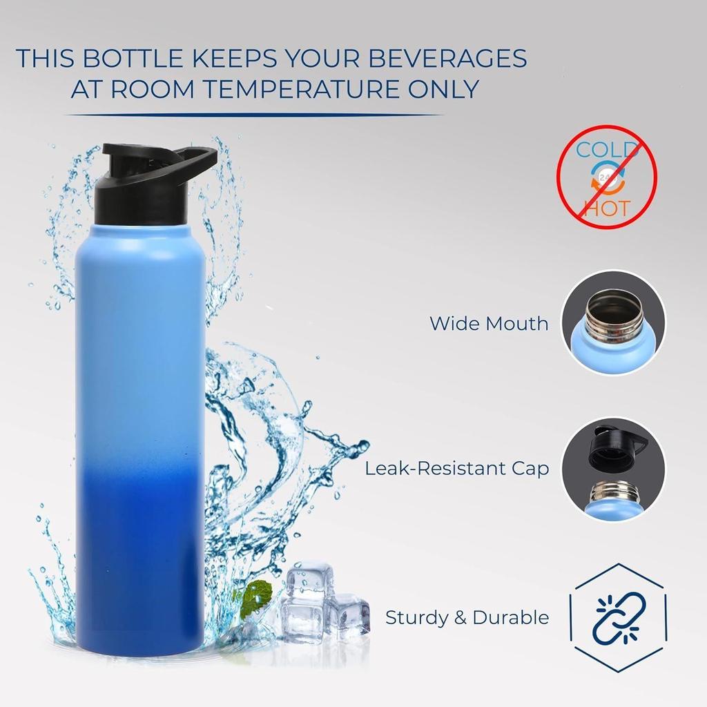 Stainless Steel Water Bottle 1 Ltr For Kids, Boys, Girls, 1 Litre Bottles for Gym,Fridge Use, School & Office (Sipper Cap - Set of 1, Blue Blue)