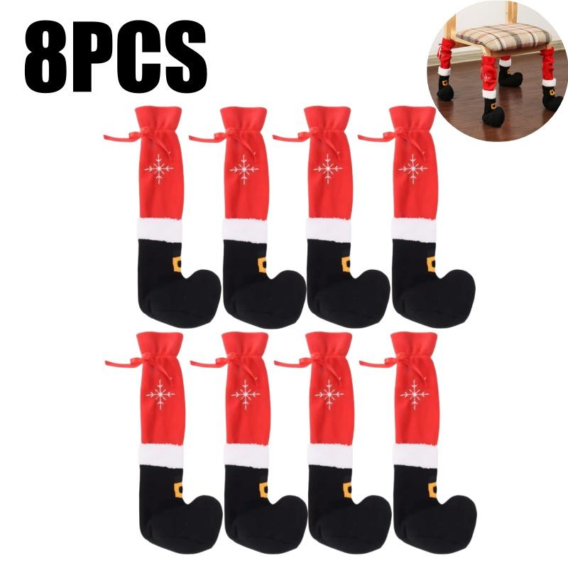 Christmas Chair Leg Covers Furnitures Feet Cover Table Chair Legs Pad Floor Protector for Xmas Party Dinner Decorations