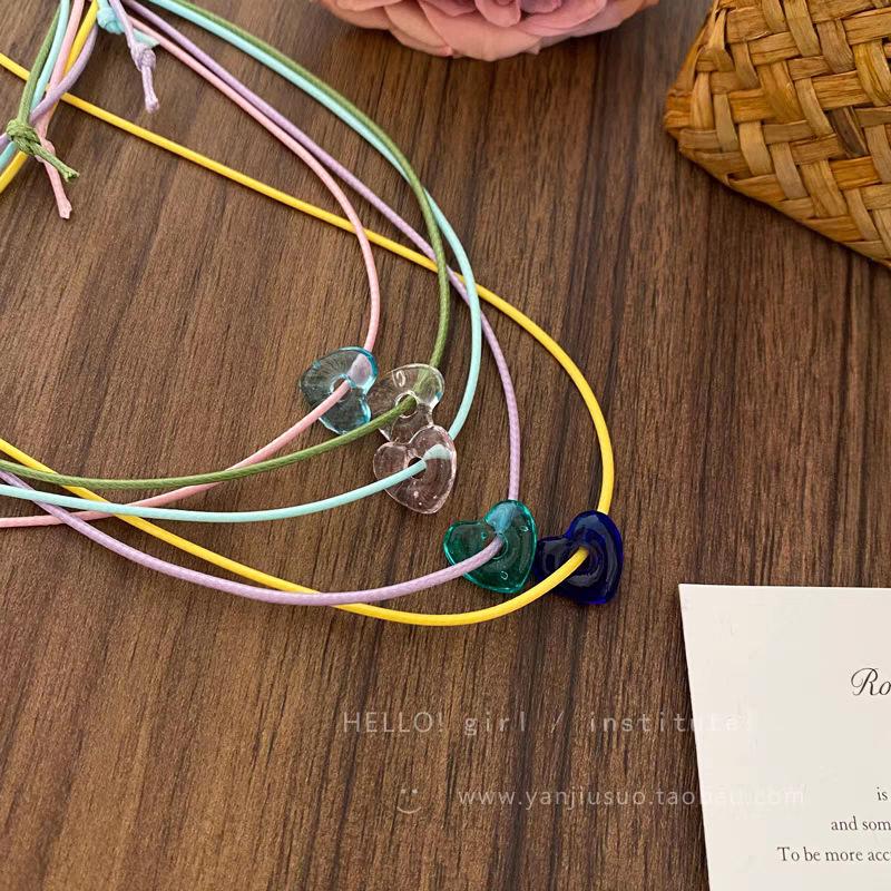 Atmosphere sweetheart, simple and clear love color rope necklace dopamine sweet collarbone chain pull neck chain