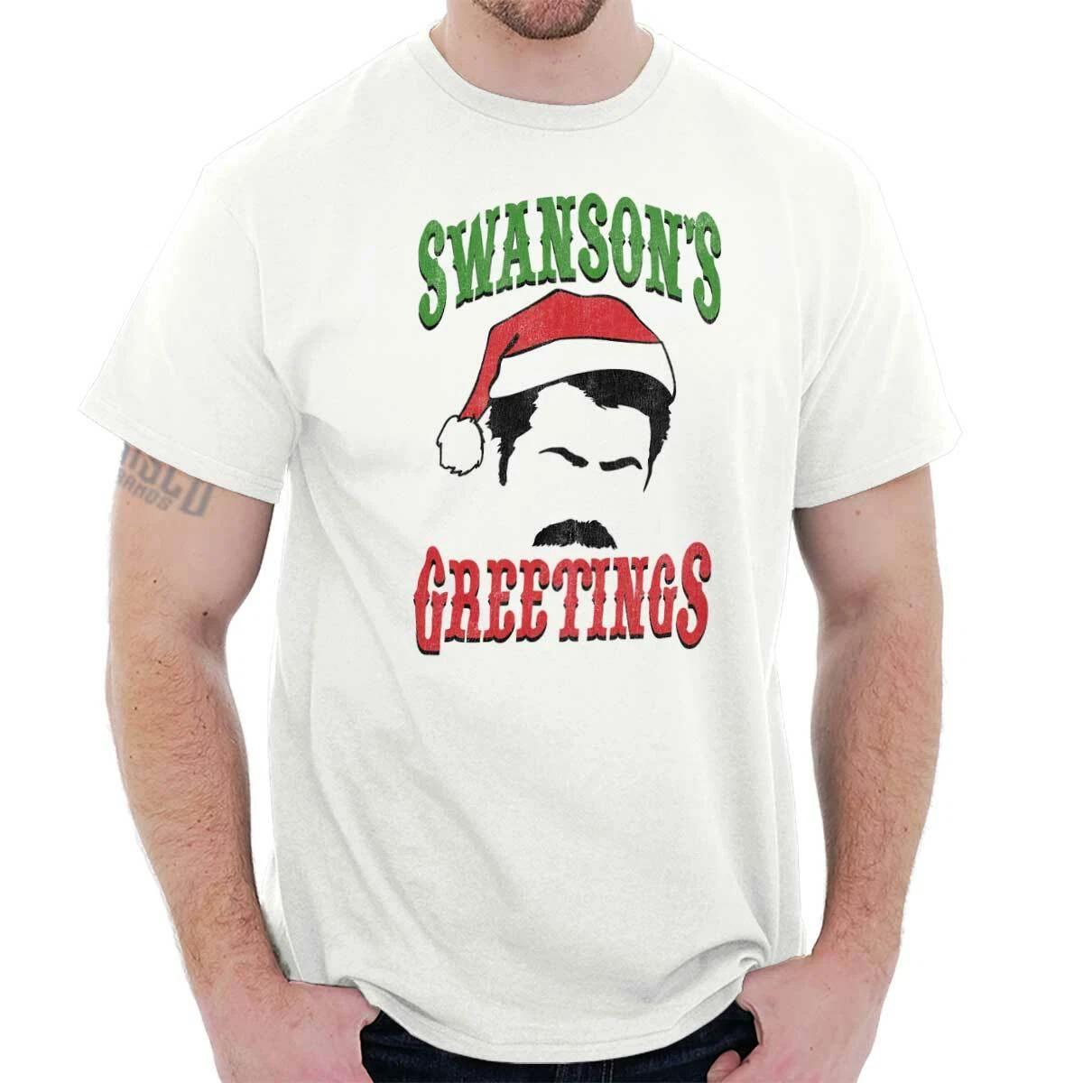 Ron Swanson Greetings Christmas Parks and Rec Holiday Xmas T Shirt Tee M