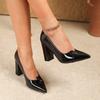 Women's High Chunky Block Heels Sexy Pumps Closed Toe Slip On Pointed Toe Work Dress Office Wedding Party Pumps Shoes for Women High Heeled Shoes