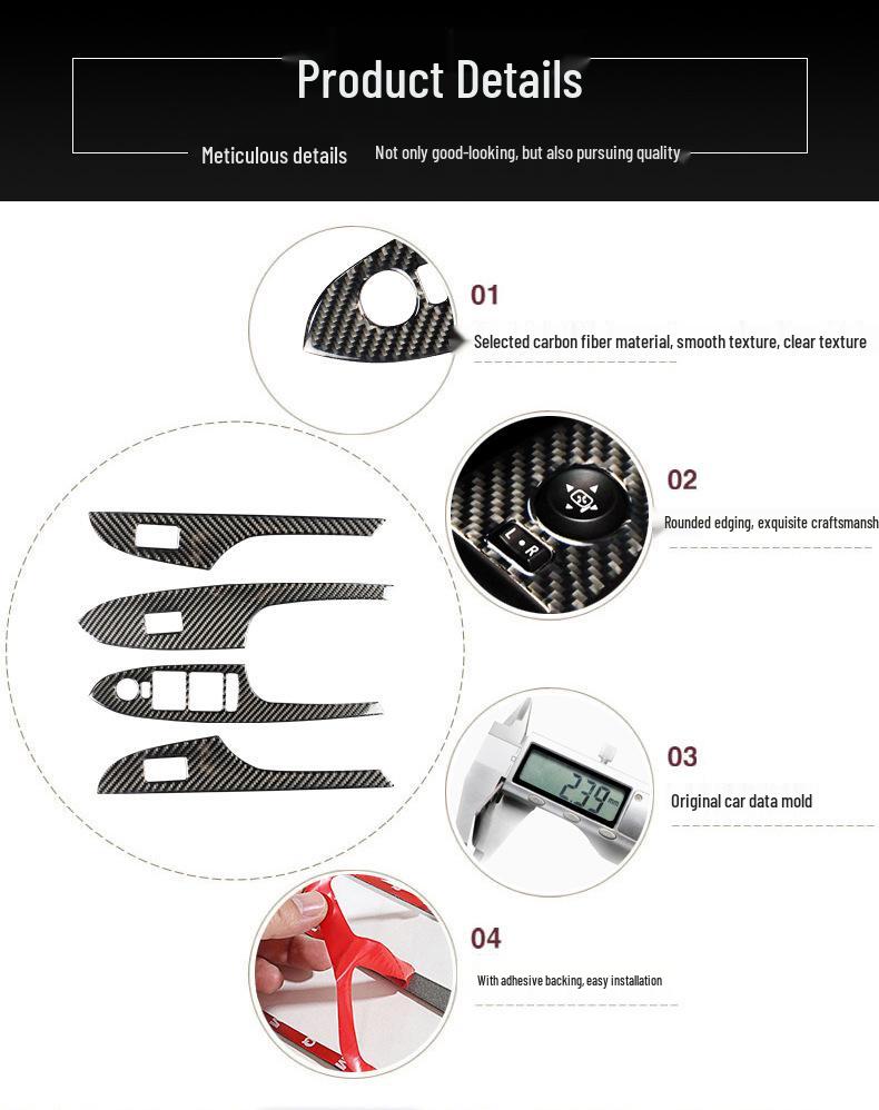 Cadillac ATSL Kohlefaser Interieurverkleidung: Konsole, Schalthebel, Luftauslass-Aufkleber