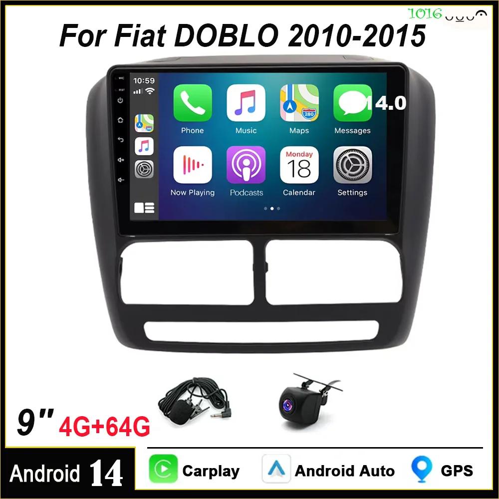 For 2010-2015 Fiat Doblo: 9-inch Android 14 In-Car Navigation System Built-in with CarPlay + Android Auto / 4+64GB
