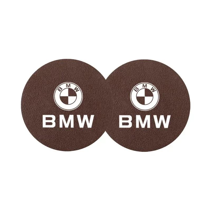 

2025 2Pcs Leather Coaster Anti-noise Water Cup Pad Cushion For BMW E46 E90 G30 F30 F10 X2 X3 X4 X5 X6 X7 E28 F20 E60 E70 E39