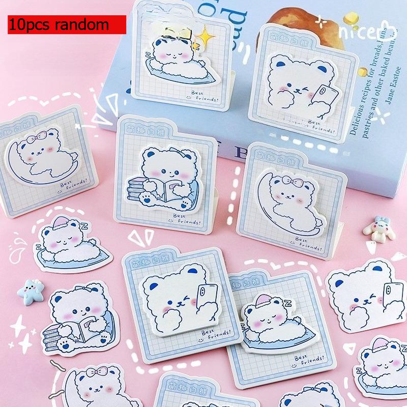 Cute White Bear Record Healing Little Gift Blessings Deskmate Notes Lovely Memo Pad Kawai Stationery Office School Supplies