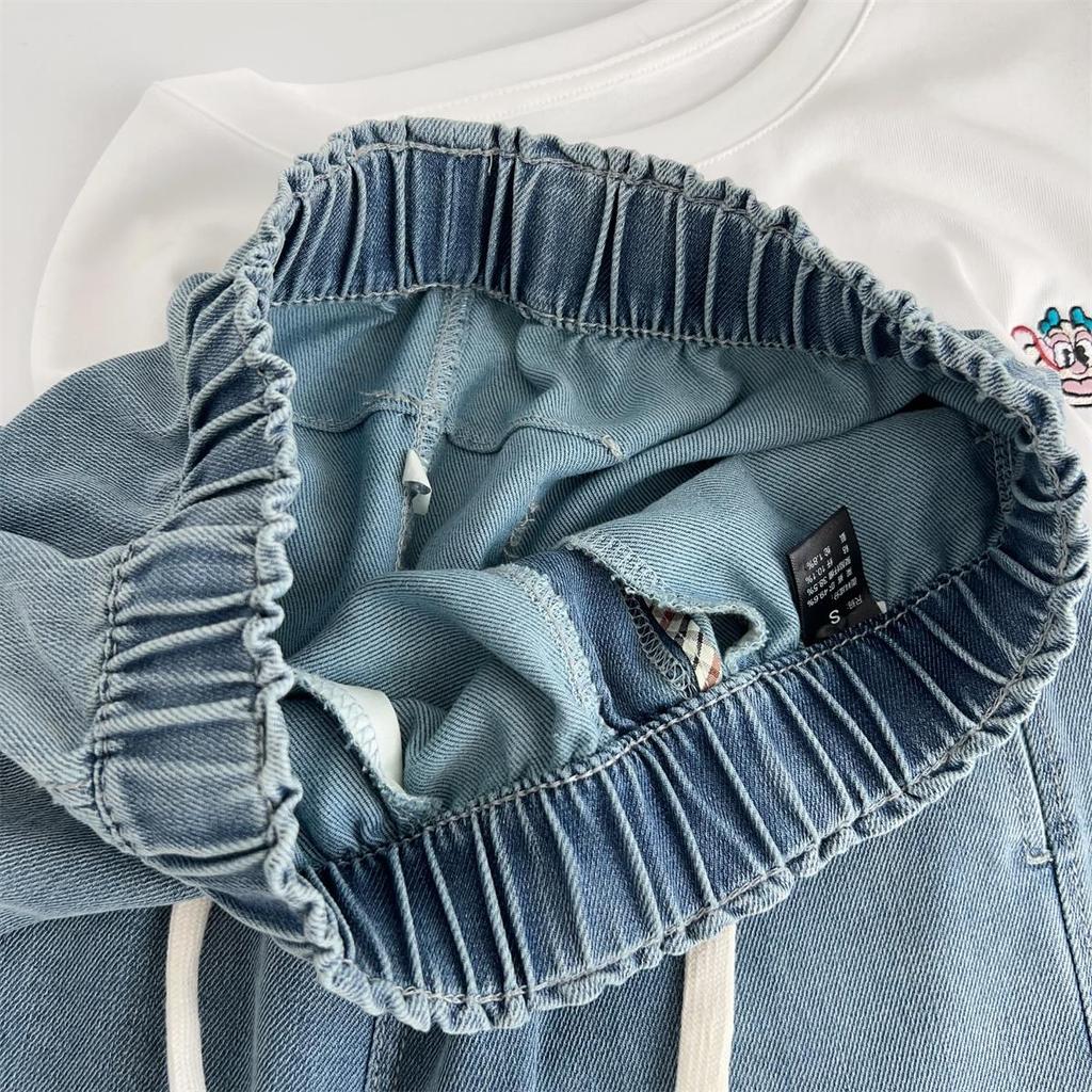 Women's High Waist Lyocell Tencel Wide-Leg Floor-Length Denim Pants - Summer Style