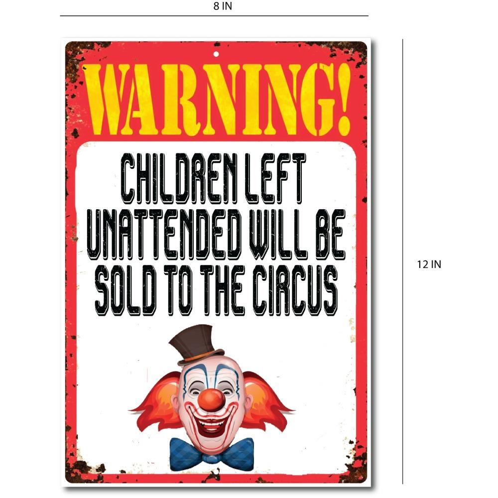 Vintage Circus Kinderen Verkocht Grappig Metalen Bord 8x12 Halloween Kerst Muurdecoratie Cadeau