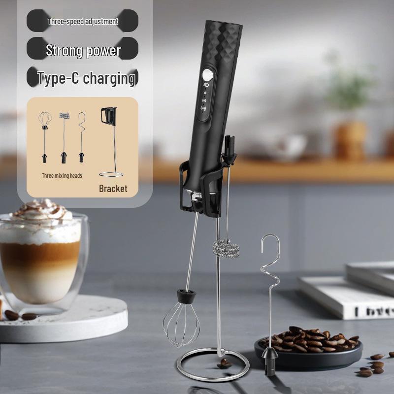 Wiederaufladbarer Elektrischer Milchaufschäumer & Eierrührer - Kabelloser Mixer für Kaffee & Proteinshakes