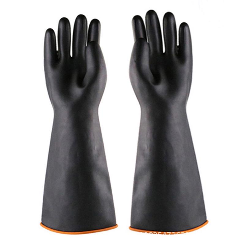 Durable Black Latex Gloves: Corrosion & Alkali Resistant, Thick, Waterproof, Industrial Use