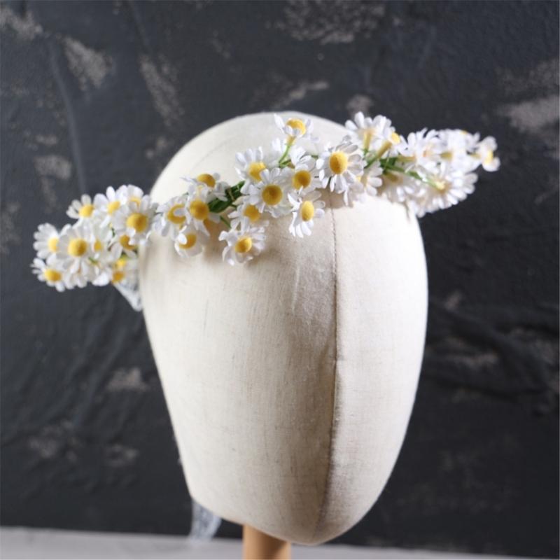 Adjustable Bohemian Flower Garlands Hairband For Women Girl Photo Props Natural Daisy Flower Hairhoop for Music Festival