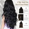 22Inch Black Synthetic Hairpieces 4pcs Long Wavy Hair Pieces 11 Clips in Hair Extension Natural Looking Heat Resistant for Women