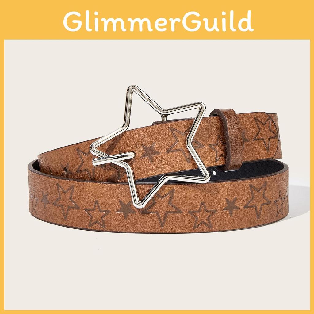 Vintage Leather Belt For Women With Starry Compass Design For Casual Wear
