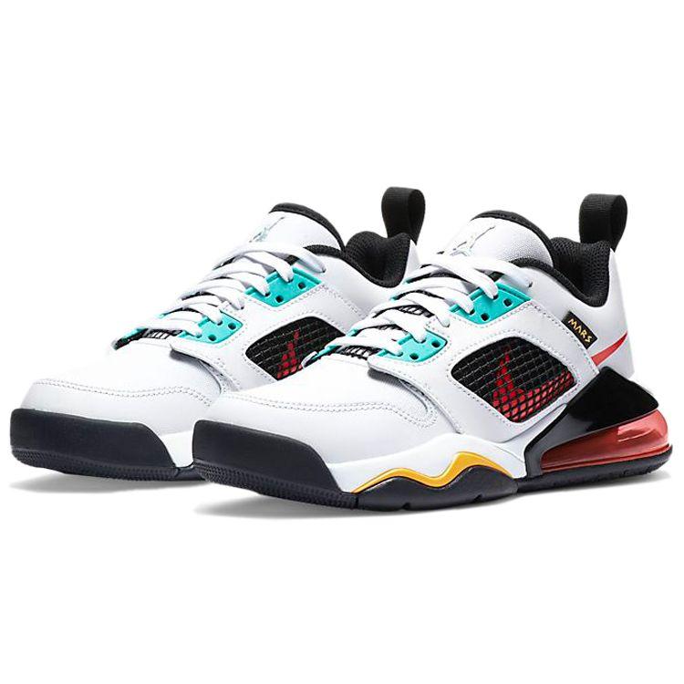 Jordan Mars 270 Low Leather Comfortable Versatile Non-Slip Shock Absorbing Low-Top Basketball Shoes Kids Sneaker White Green Orange DB5920-181