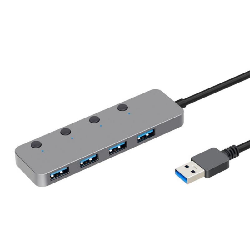 

Портативный USB 3.0 4-портовый хаб с индивидуальными переключателями для легкого подключения периферийных устройств, быстрая передача данных, подключи и работай 1