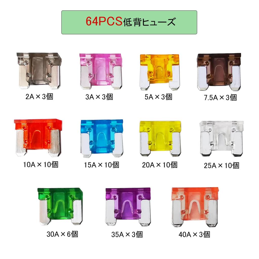 DanYun 64 Pcs Low Profile Fuse Mini Flat Fuse Car Fuse 2A 3A