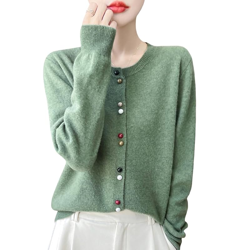 

[ODFMCE] cardigan ladies spring office knit Plain color Beautiful large size (JP, alphabet, XL, green)
