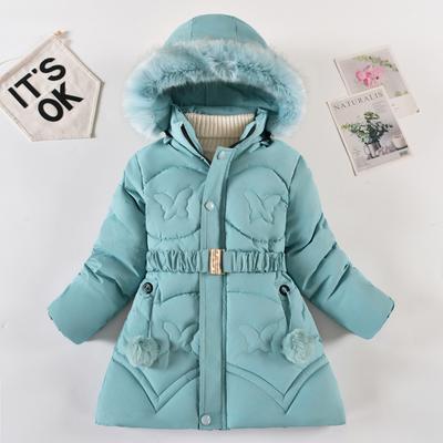 Winter Mädchen Dickes Fleece Baumwollmantel Modestil Mittel Lang Taillendesign
