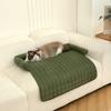 Pet Sofa Cushion with Bolster for Dogs Cats - All Cozy Pet Bed, Embroidery Plaid Design