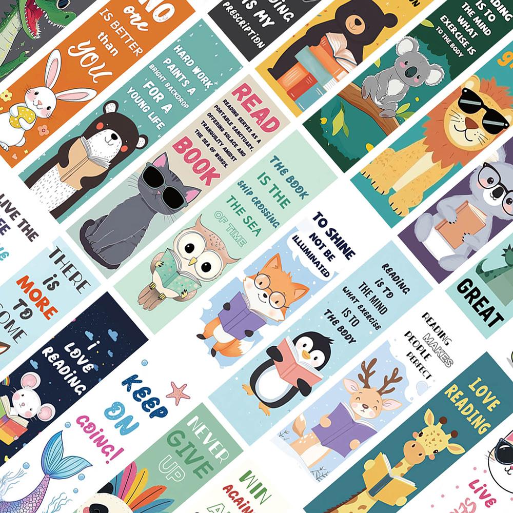 30 fogli Segnalibri Serie Animali dei Cartoni Animati Semplice Portatile Artistico Creativo Materiale Carta da Lettura Segnalibri Fai da Te