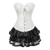 Set Gonna con Corsetto per Donna Tutù Festa Bustier Costume Sexy Allacciato Vintage Corseletto Abbigliamento Nero