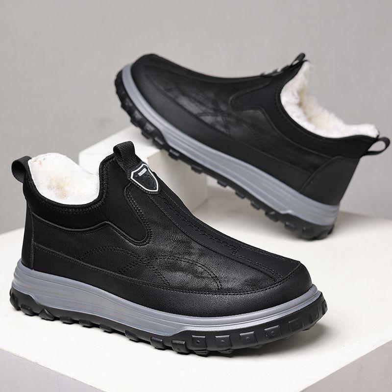 Winter cotton shoes men's velvet warm lazy shoes thickened waterproof middle-aged versatile snow boots