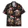 Vánoční klobouk Zvířecí grafika Blůza Santa Havajská košile Muži Ženy Mládež, Vtipné mýval kočka trička Sváteční Aloha Vánoční outfit