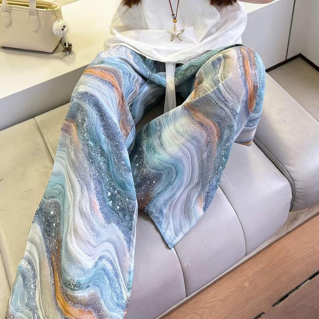 Three Sizes Women's Cotton Silk Wide-Leg Rayon Pants - Spring/Summer Breathable, Plus Size Casual Home Sleepwear