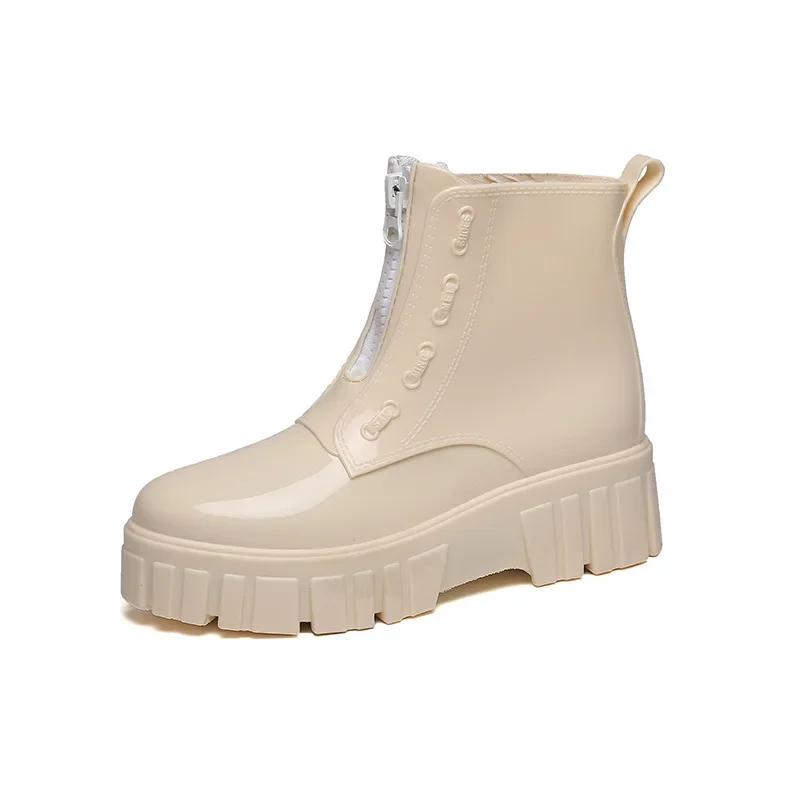 Fashion Women Thick Soled Rain Boots Non-Slip Fashion Outdoor Wear-resistant Rubber Waterproof Shoes Women Jelly Soft Soled Rain Boots
