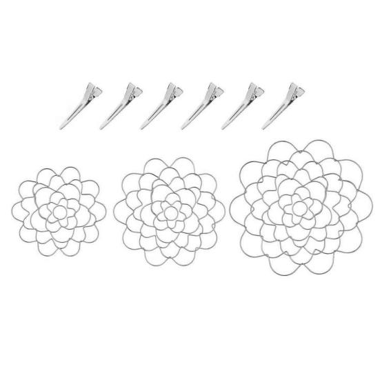 3Pcs Stainless Steel Spiral Stem Holder with Clip Vase Insert Flower Arranger