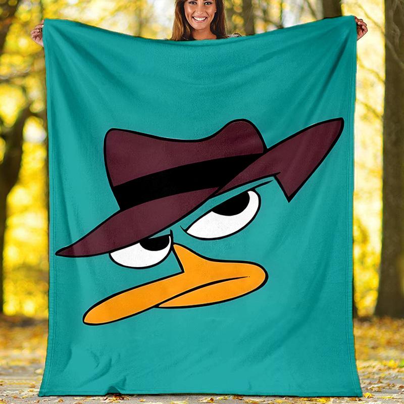 1 Stück Phineas und Ferb2 Thema Decke - Digitaldruck, Polyester, Gemütlich für alle Jahreszeiten, Perfekt für draußen und Reisen