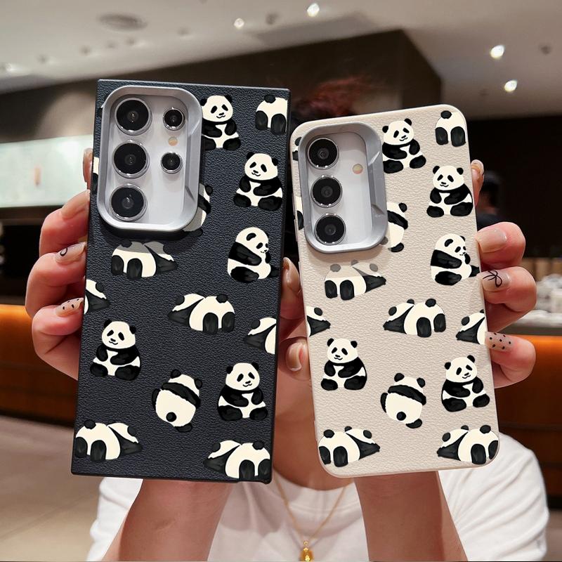 

Чехол TPU Matte с милым принтом панд для Samsung S24 FE S23 S22 Ultra S21 A55 A54A16 A35 A15 A34 A14, кожаная текстура, мягкий, тонкий, ударопрочный чехол для телефона Samsung S24 FE чёрный
