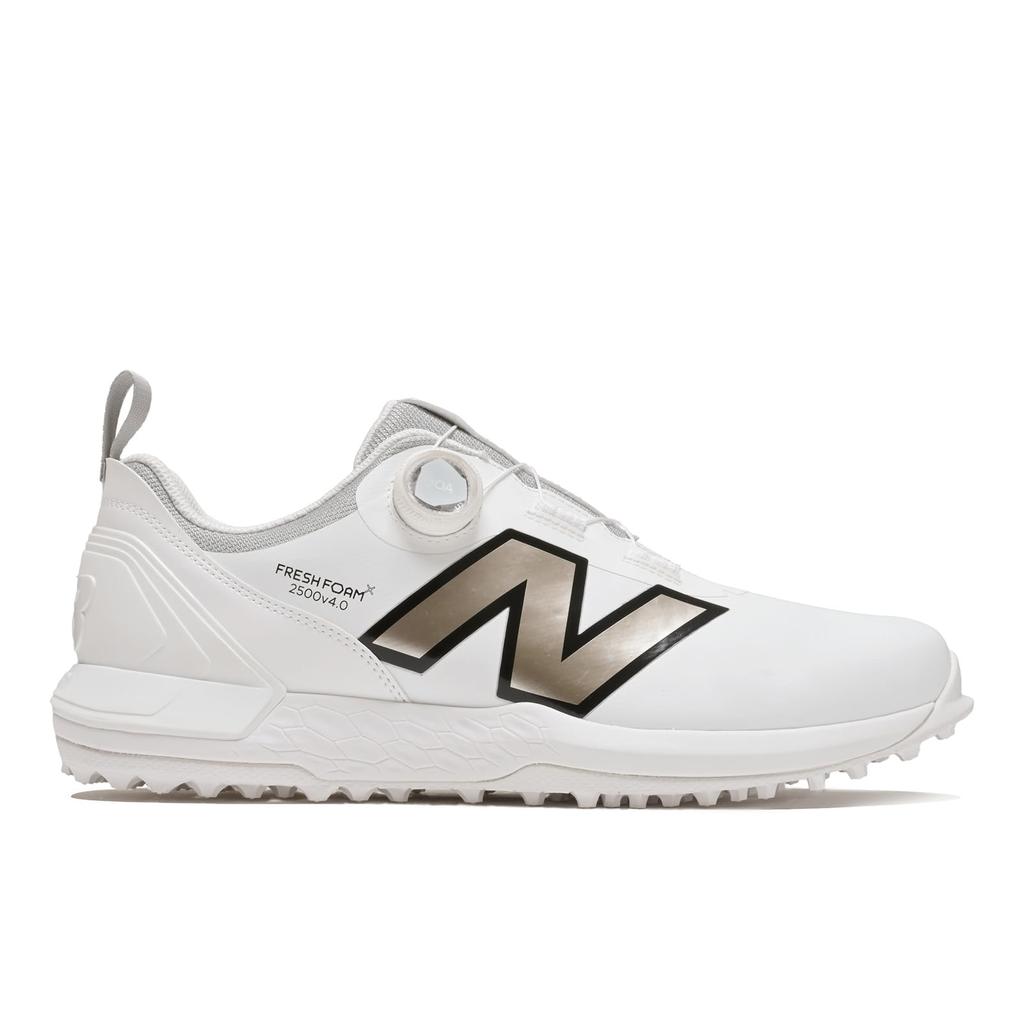 New Balance UGS2500 Spikeless Golf BOA Fresh und Größe D 2E Schuhe, Schaumstoff, Herren Damen, (Weißes Gold), 25.0 cm,