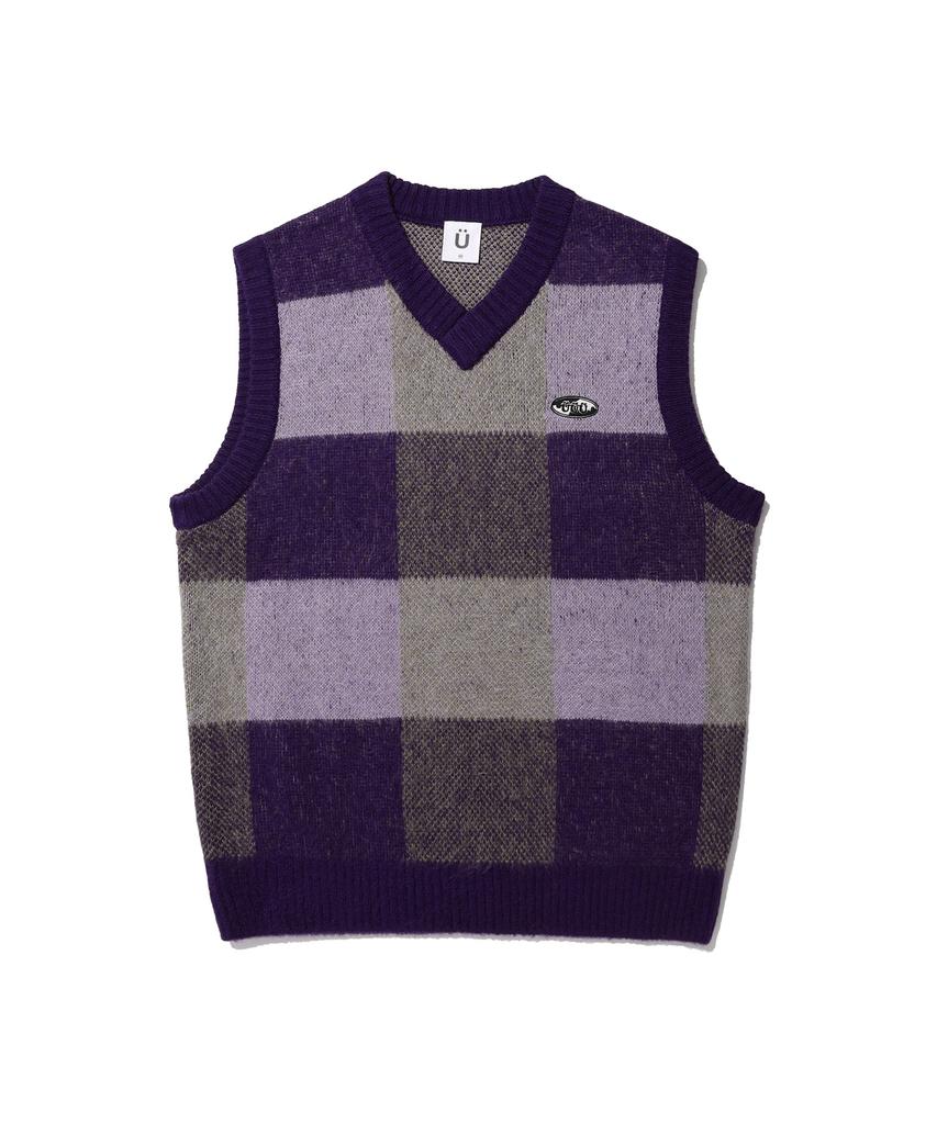 ISTKUNST Uuu Oval Logo Coloring Knit Vest_Purple(Ik2Cfmk680A)
