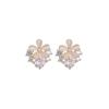 opal flower ear clips without ear piercings, high-end sense, niche fresh earrings, commuting versatile, simple temperament, mosquito coil disc