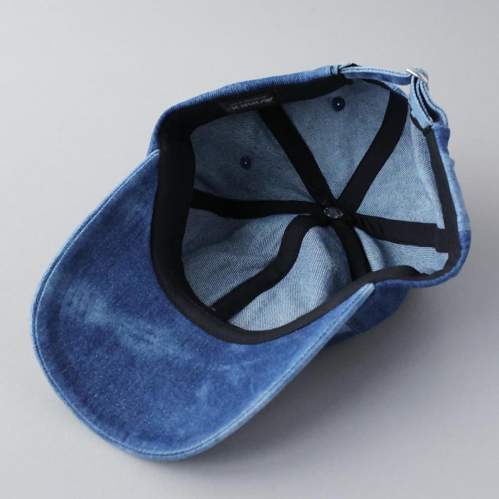 Military Fade Denim Low Cap Embroidered Hat American Casual Summer Baseball Cap Indigo 068 [Avirex] Men's MA-1