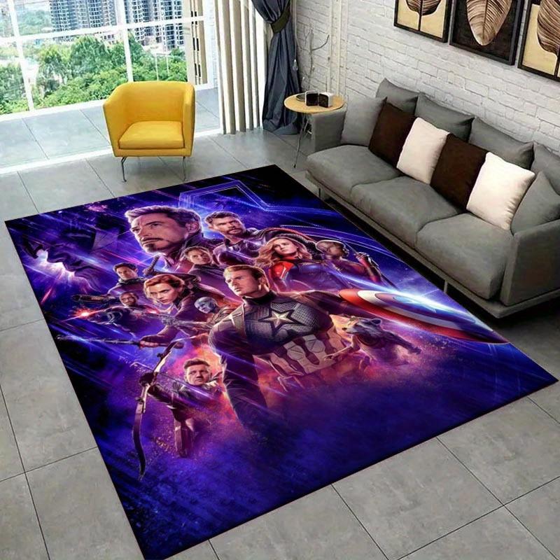 1pc Avengers Pattern Area Rug Soft Flannel Floor Mat for Living Room, Office, Bedroom and Carpet, Sofa Coffee Table Floor Mat