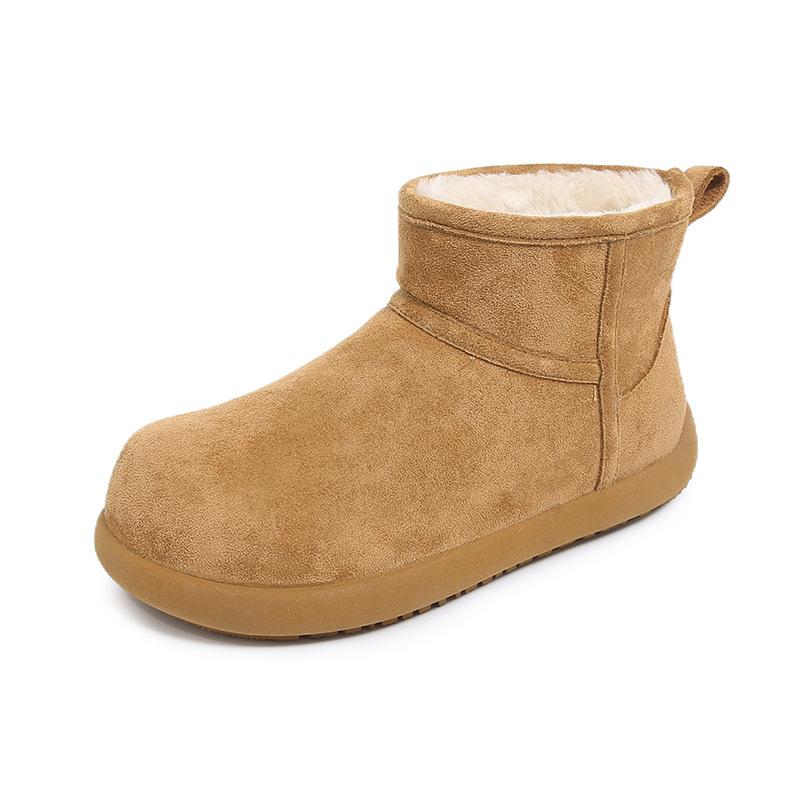 Waterproof Stupid Snow Boots Women's 2025 New Winter Velvet Thickened Short Tube Low-top Thick-soled Non-slip Bread Cotton Shoes