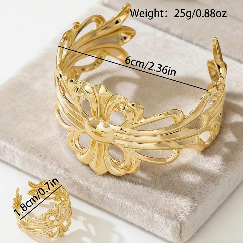 Bestselling Trendy Hollow Flower Bracelet & Ring Set for Women