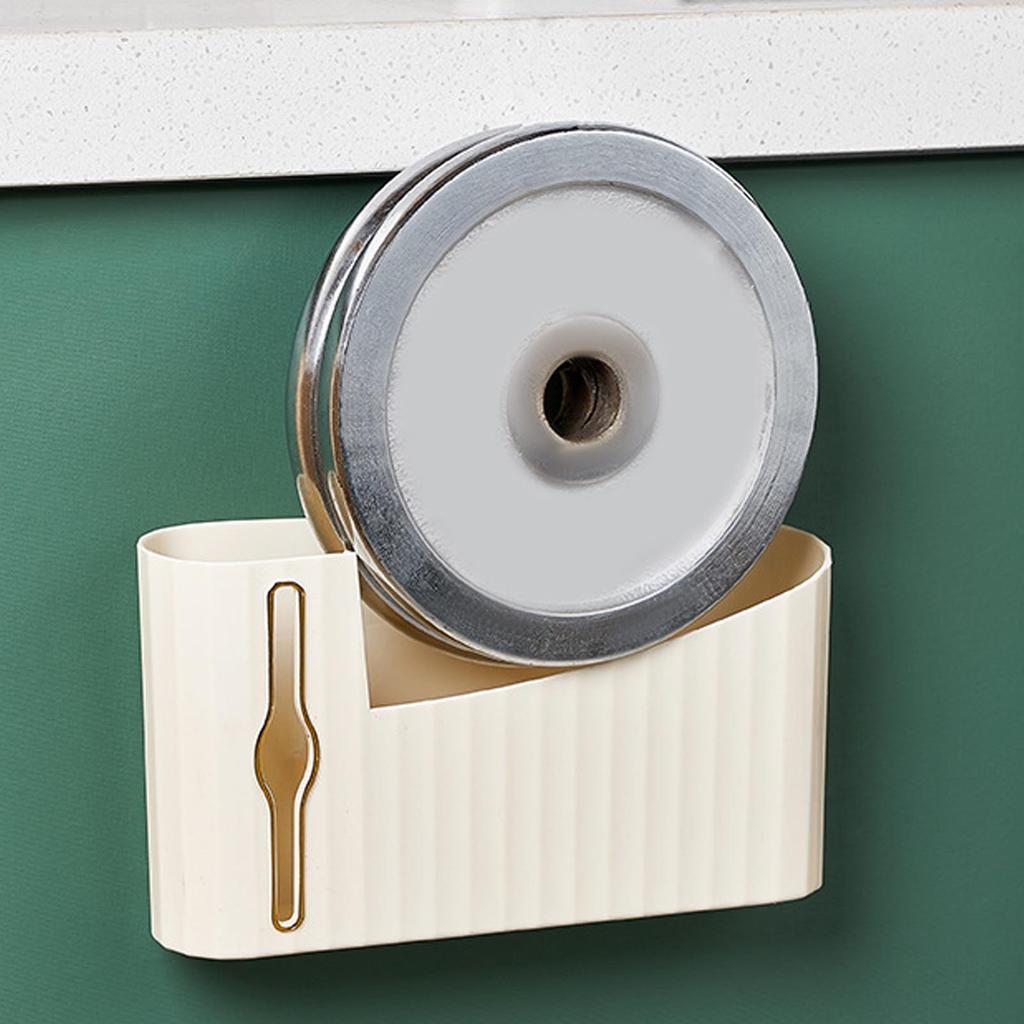 Garbage Bag Dispenser Wall Mounted Plastic Trash Bag Holder for Kitchen Bathroom Cream Color