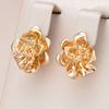 Unique Glossy Dangle Earrings For Women Fashion  Rose Gold Color Metal Flower High Quality Daily Fine Jewelry