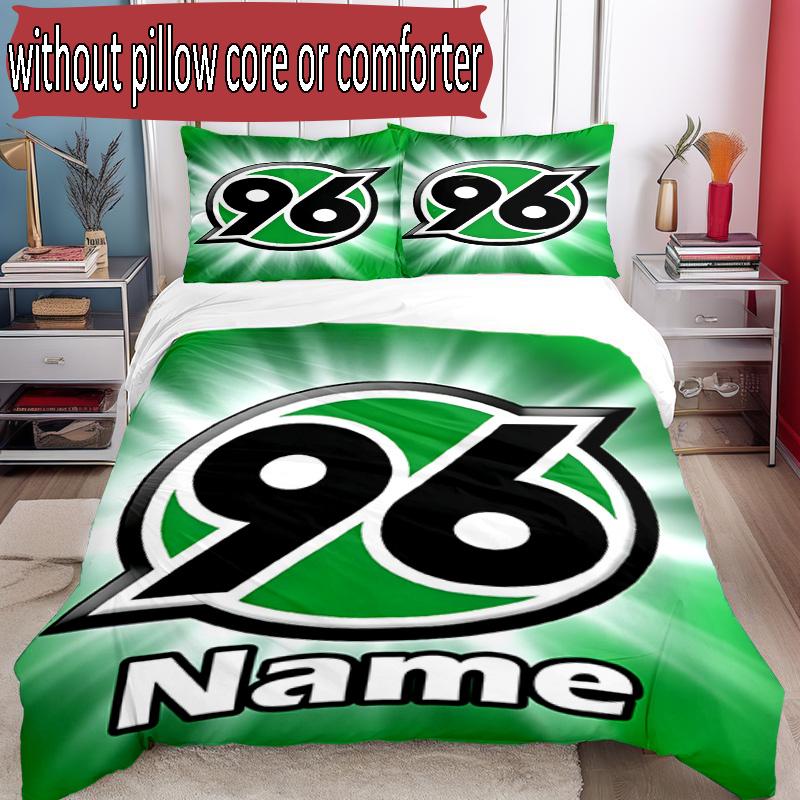 3-teiliges Bettbezug-Set (1 * Bettbezug + 2 * Kissenbezug, ohne Kern), Individuelles Namens-Hannover 96 Fußballmuster Bettwäsche-Set, Heim Schlafzimmer Dekor Geschenk