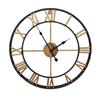 Nordic Retro Wrought Iron Wall Clock: Silent Round Roman Numerals for Living Room Decor