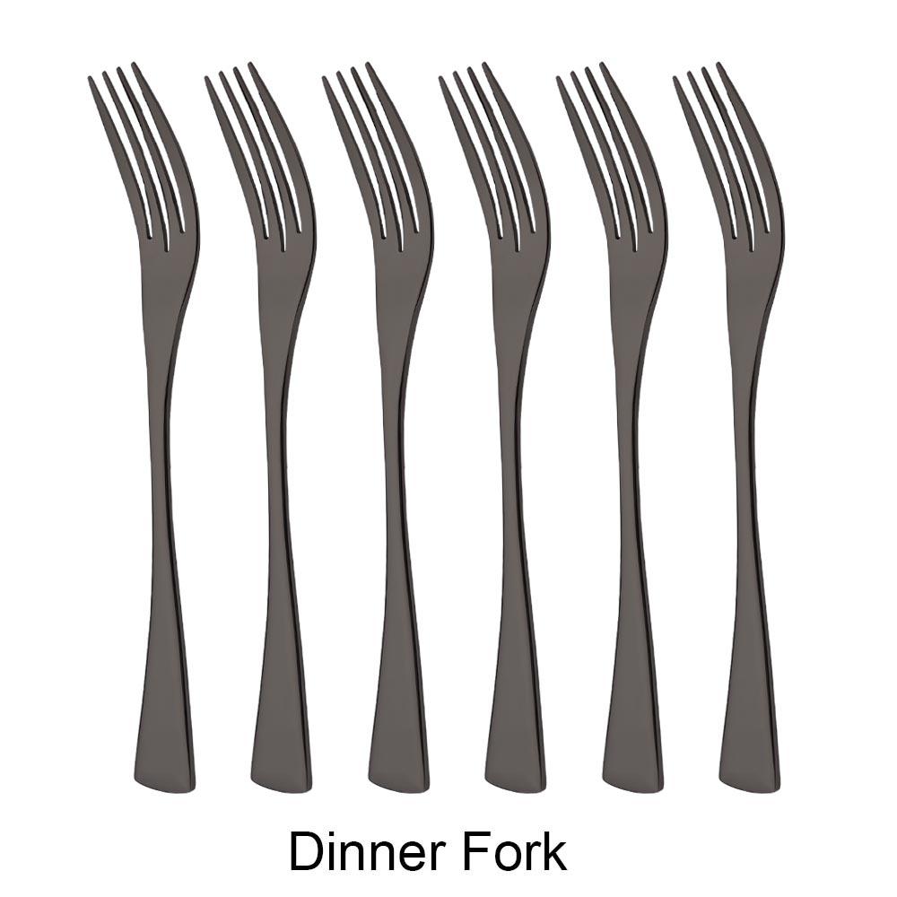 Luxury 6Pcs Dinner Fork Tableware Dinnerware 18/10 Stainless Steel Silverware Gold Kitchen Party Home Flatware Cutlery Set
