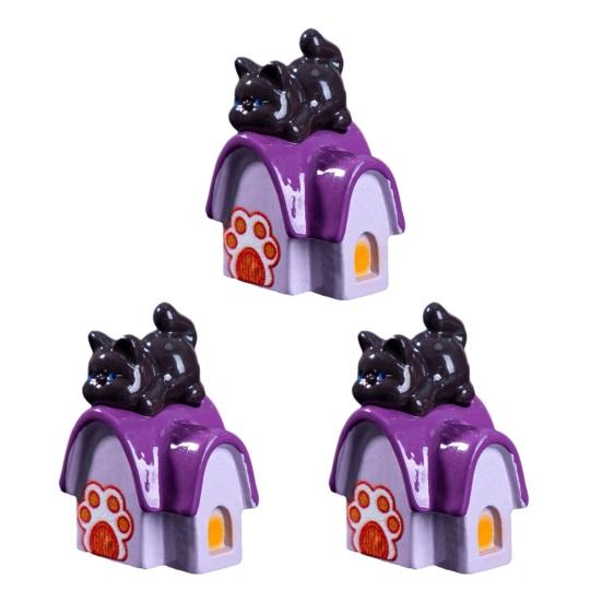jijijing 3Pcs Halloween Mini Resin Figurines, Miniature Pumpkin Ghost Grim Reaper Castle Statue for Spooky Fairy Garden, Haunted House, Micro