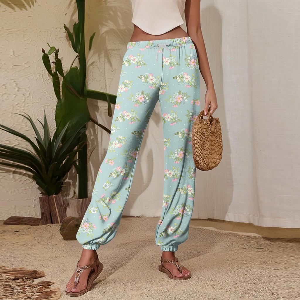 Women's Casual Printed Jogger Pants with Drawstring Elastic Waist Tapered Leg