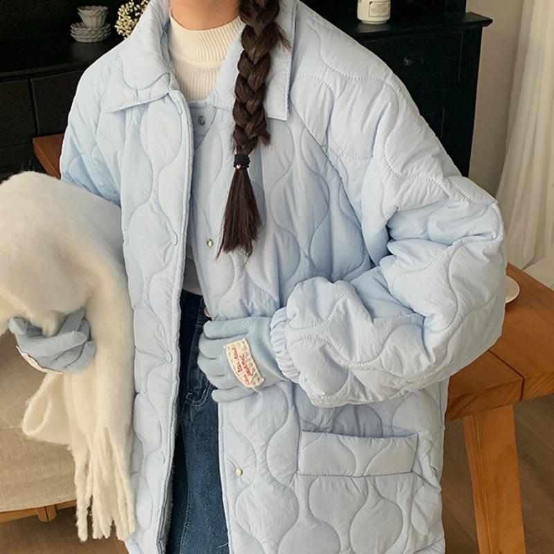 2024 Sweet Color Casual Lamb Wool Coats Women Korean Fashion Cotton Padded Jacket Female Autumn Winter Long Sleeve Single Breasted Warm Solid Parkas